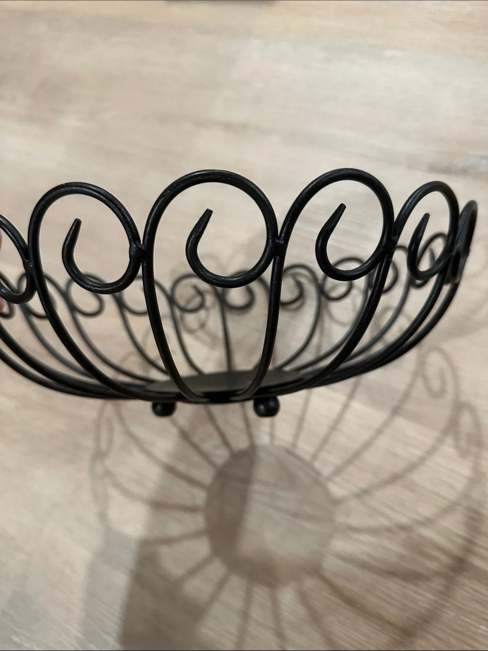Black Metal Fruit Bowl metal iron sturdy design foot large 12” diameter